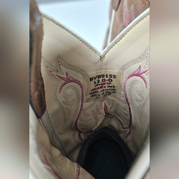 Old West Girls Pink And Brown Cowgirl Western Boots - Picture 8 of 10